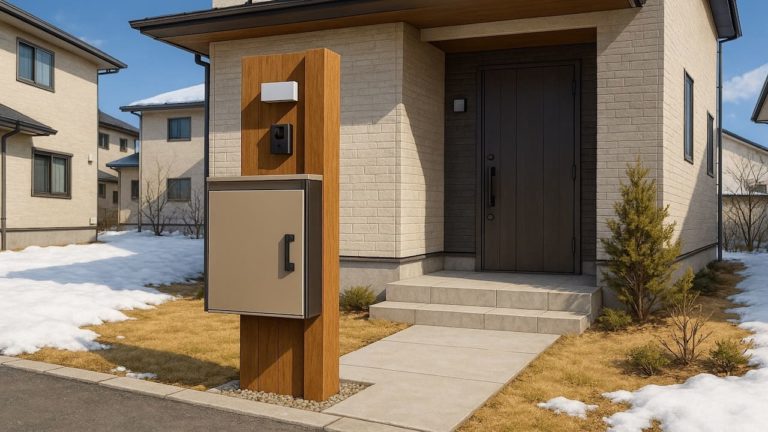 苫小牧市の戸建て外構に施工された宅配ボックスのイメージ