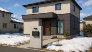 苫小牧市の戸建て外構に施工された門柱のイメージ