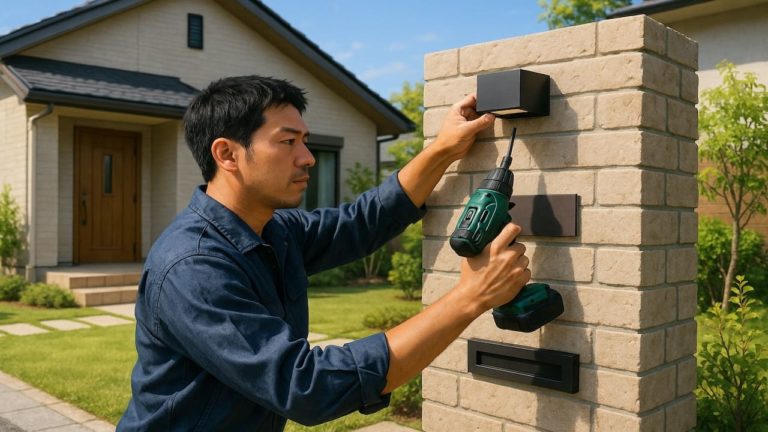 富田林市の戸建て外構に施工された門柱のイメージ