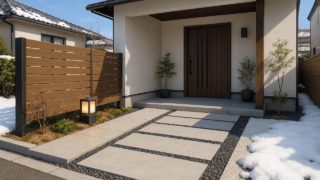 鳥取県の戸建て外構に施工された玄関アプローチのイメージ