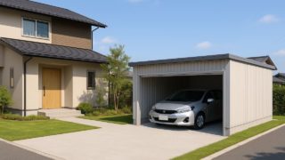 鳥取県の住宅に施工された車庫ガレージのイメージ