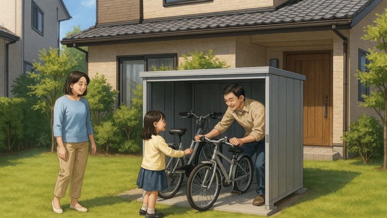 鳥取県の住宅に施工された屋外用物置イメージ