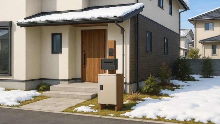 富山県の戸建て外構に施工された宅配ボックスのイメージ