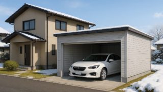 【富山県】車庫ガレージの費用感|必要十分で後悔しない選び方 富山県の住宅に施工された車庫ガレージのイメージ