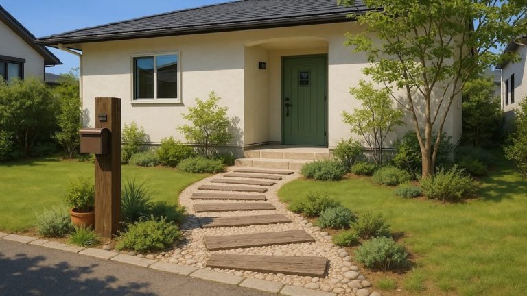 豊橋市の戸建て外構に施工された玄関アプローチのイメージ