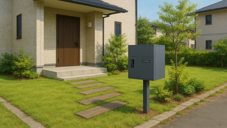 豊橋市の戸建て外構に施工された宅配ボックスのイメージ