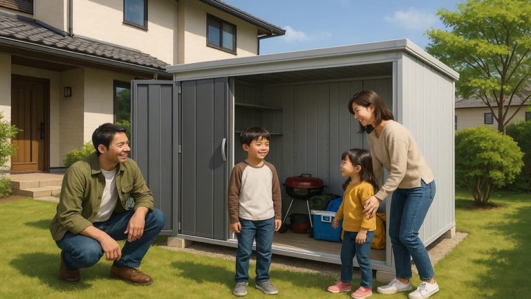 豊橋市の住宅に施工された屋外用物置イメージ