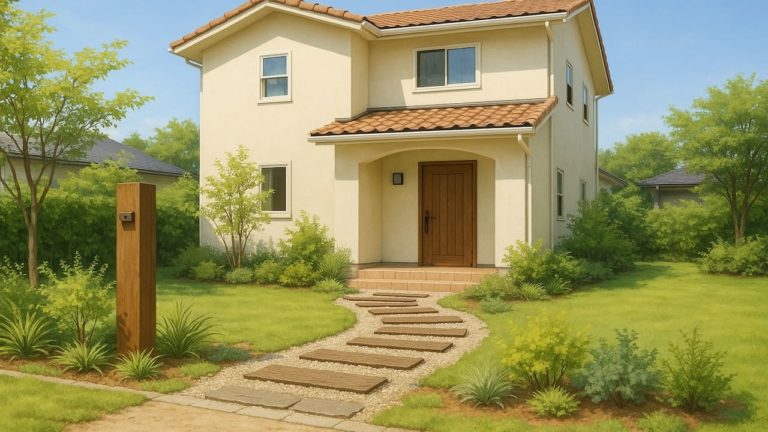 豊川市の戸建て外構に施工された玄関アプローチのイメージ