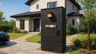 豊川市の戸建て外構に施工された門柱のイメージ