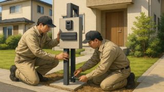 豊中市の戸建て外構に施工された門柱のイメージ