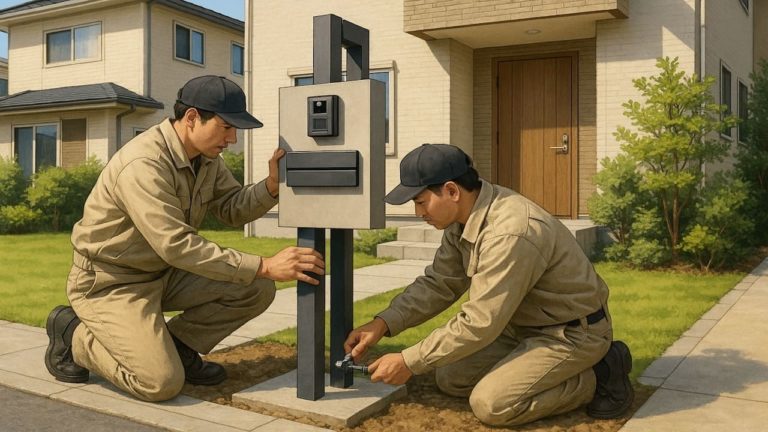 豊中市の戸建て外構に施工された門柱のイメージ