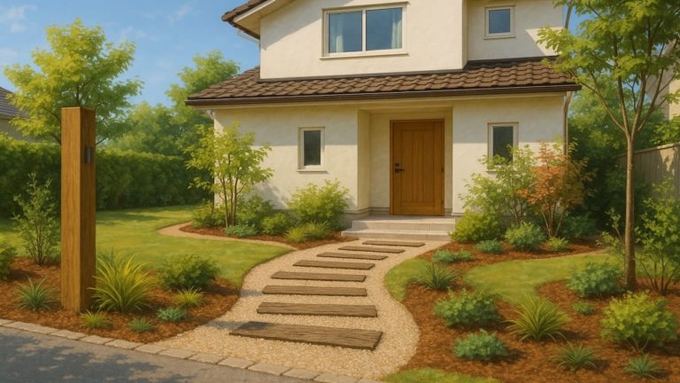 豊田市の戸建て外構に施工された玄関アプローチのイメージ