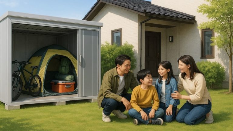 豊田市の住宅に施工された屋外用物置イメージ