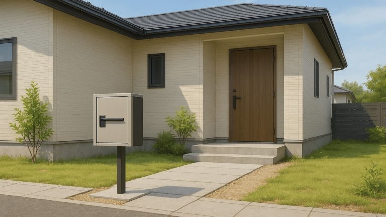 津市の戸建て外構に施工された宅配ボックスのイメージ