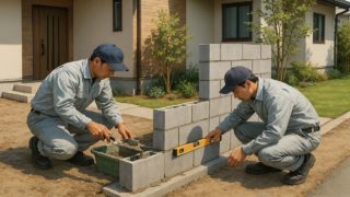 津市の戸建て外構に施工された門柱のイメージ