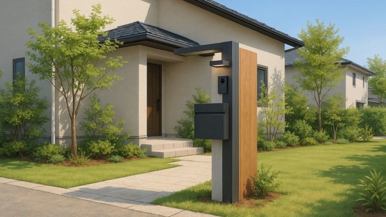 土浦市の戸建て外構に施工された門柱のイメージ