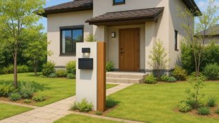 つくば市の戸建て外構に施工された門柱のイメージ