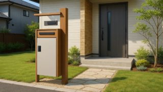 津山市の戸建て外構に施工された宅配ボックスのイメージ