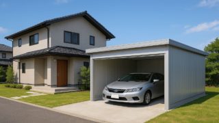 【津山市】車庫ガレージ費用の違い|1台用と2台用の総額目安 津山市の住宅に施工された車庫ガレージのイメージ