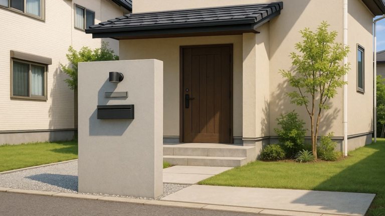 津山市の戸建て外構に施工された門柱のイメージ