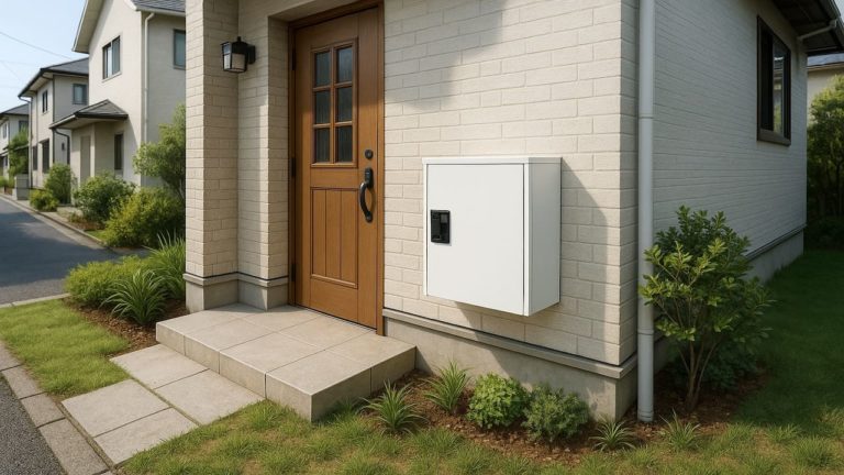 宇部市の戸建て外構に施工された宅配ボックスのイメージ