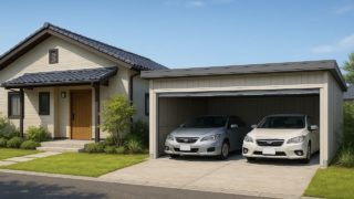 上田市の住宅に施工された車庫ガレージのイメージ