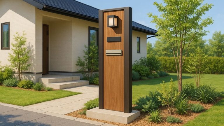 上田市の戸建て外構に施工された門柱のイメージ