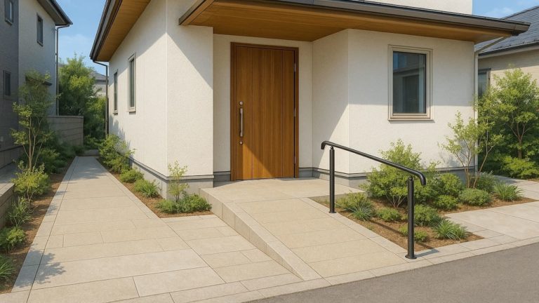 宇治市の戸建て外構に施工された玄関アプローチのイメージ