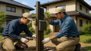 宇治市の戸建て外構に施工された門柱のイメージ