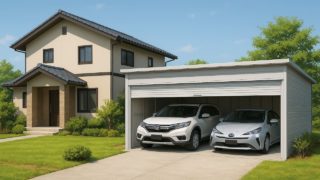 【宇都宮市】車庫ガレージ工事の相場と保証|安心できる業者を選ぶ基準 宇都宮市の住宅に施工された車庫ガレージのイメージ