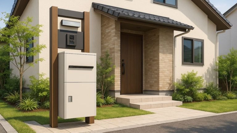 和歌山県の戸建て外構に施工された宅配ボックスのイメージ