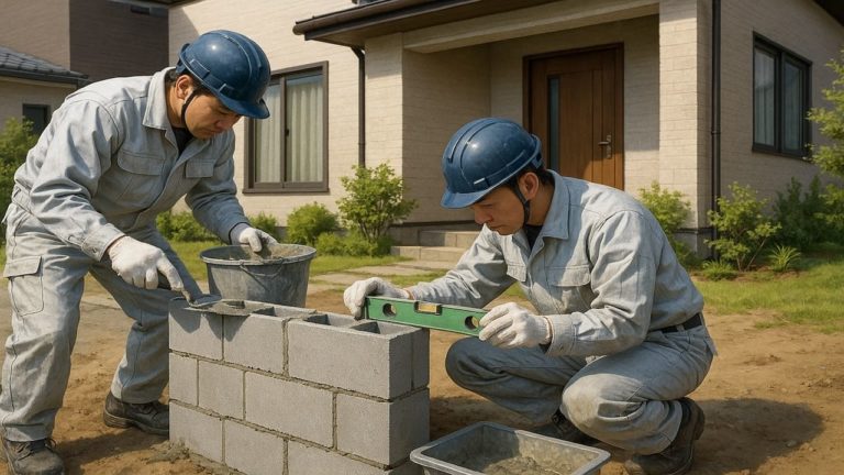 八千代市の戸建て外構に施工された門柱のイメージ