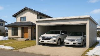 山形県の住宅に施工された車庫ガレージのイメージ