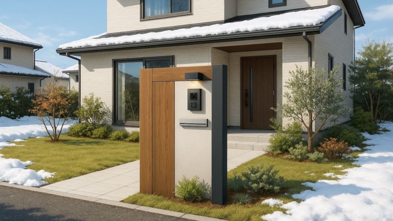 山形県の戸建て外構に施工された門柱のイメージ