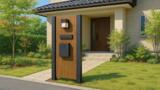 山口県の戸建て外構に施工された門柱のイメージ