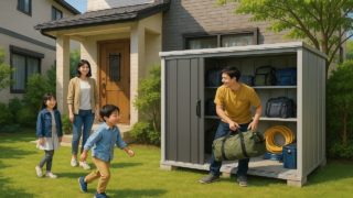 【山口県】おしゃれで安い物置を探すなら|プロおすすめのメーカー 山口県の住宅に施工された屋外用物置イメージ