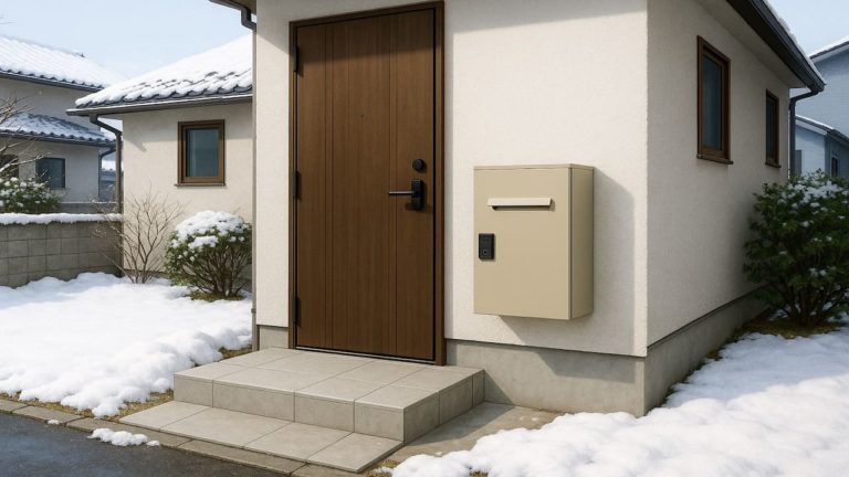 山梨県の戸建て外構に施工された宅配ボックスのイメージ