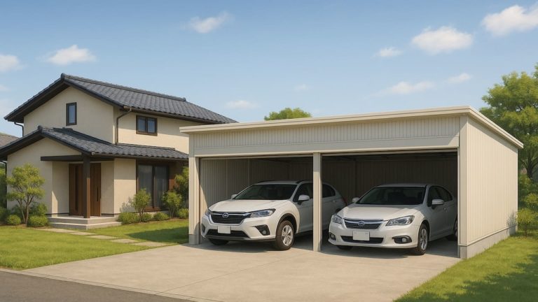 山梨県の住宅に施工された車庫ガレージのイメージ