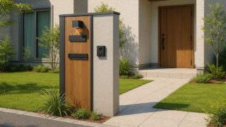 山梨県の戸建て外構に施工された門柱のイメージ