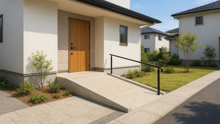 八尾市の戸建て外構に施工された玄関アプローチのイメージ
