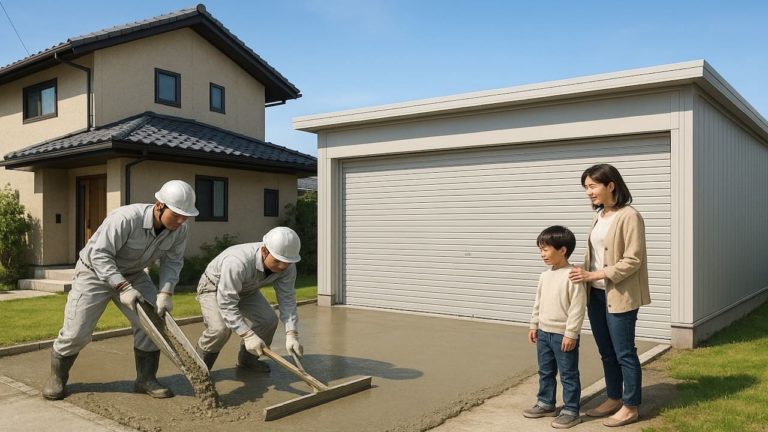 弥富市の住宅に施工された車庫ガレージのイメージ