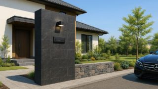 八代市の戸建て外構に施工された門柱のイメージ