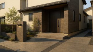 四日市市の戸建て外構に施工された玄関アプローチのイメージ