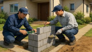 四日市市の戸建て外構に施工された門柱のイメージ