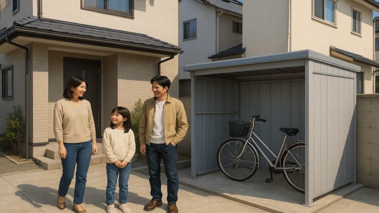 四日市市の住宅に施工された屋外用物置イメージ