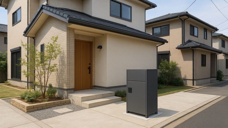横浜市の戸建て外構に施工された宅配ボックスのイメージ