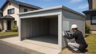 横浜市の住宅に施工された車庫ガレージのイメージ