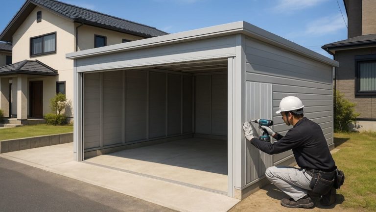 横浜市の住宅に施工された車庫ガレージのイメージ
