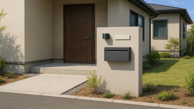 横須賀市の戸建て外構に施工された門柱のイメージ