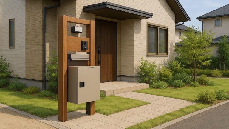 米子市の戸建て外構に施工された宅配ボックスのイメージ